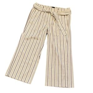 Ann Taylor‎ Striped Tie High Waist Wide Leg Cropped Pants